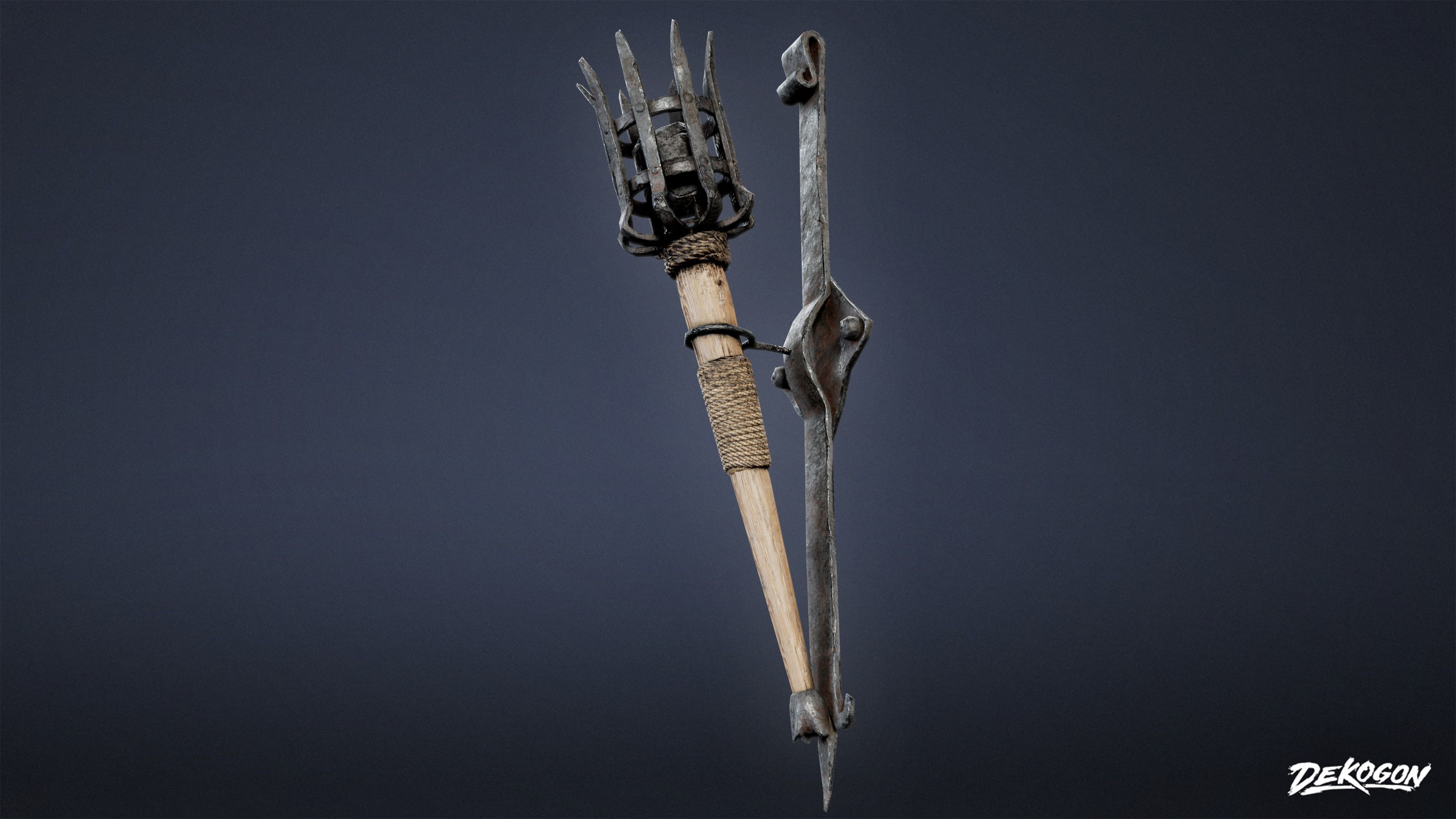 MEDIEVAL - Wall Torch 01 - LOW POLY Low-poly 3D model_9