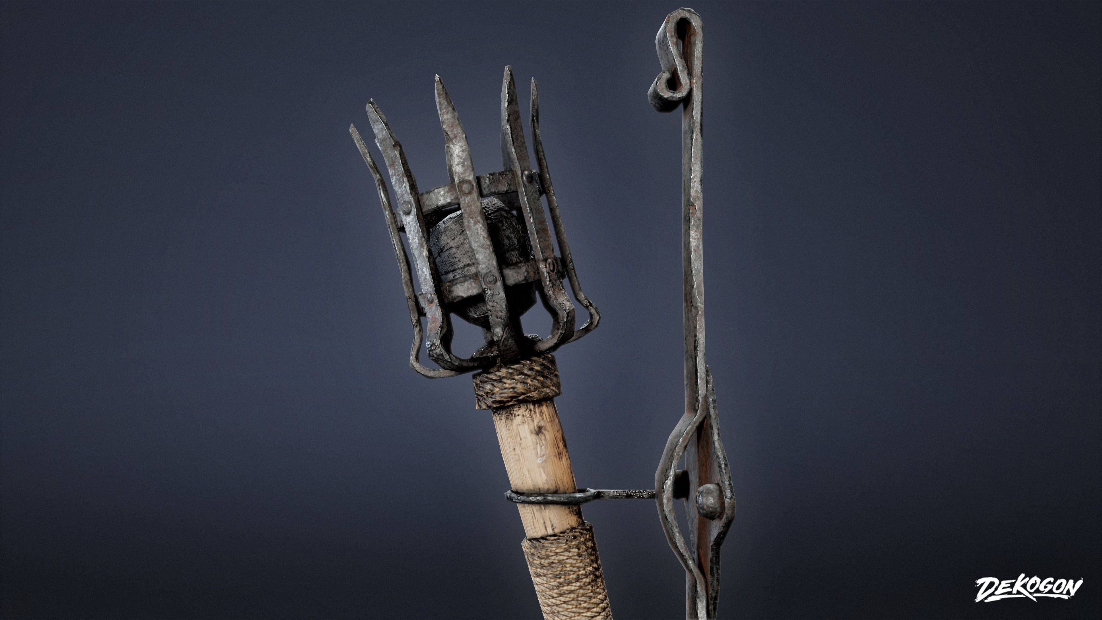 MEDIEVAL - Wall Torch 01 - LOW POLY Low-poly 3D model_2