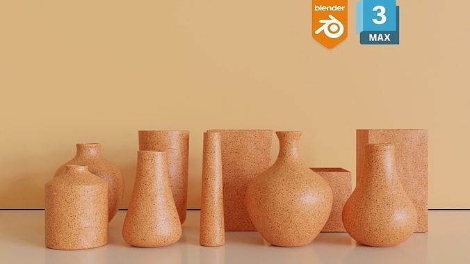Clay Vases Collection 3D model