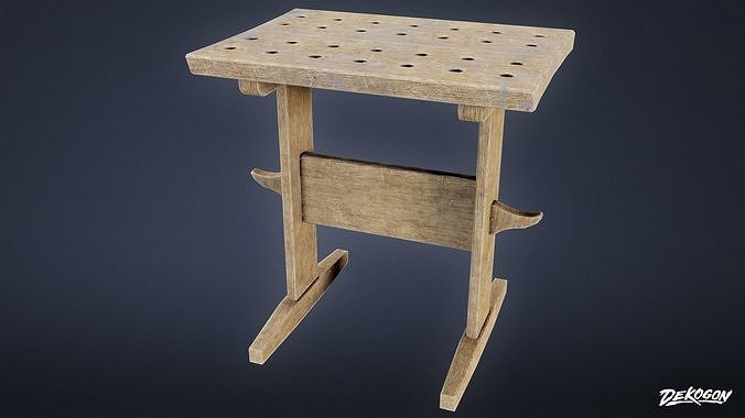 MEDIEVAL - Workmans High Table 01 - LOW POLY Low-poly 3D model