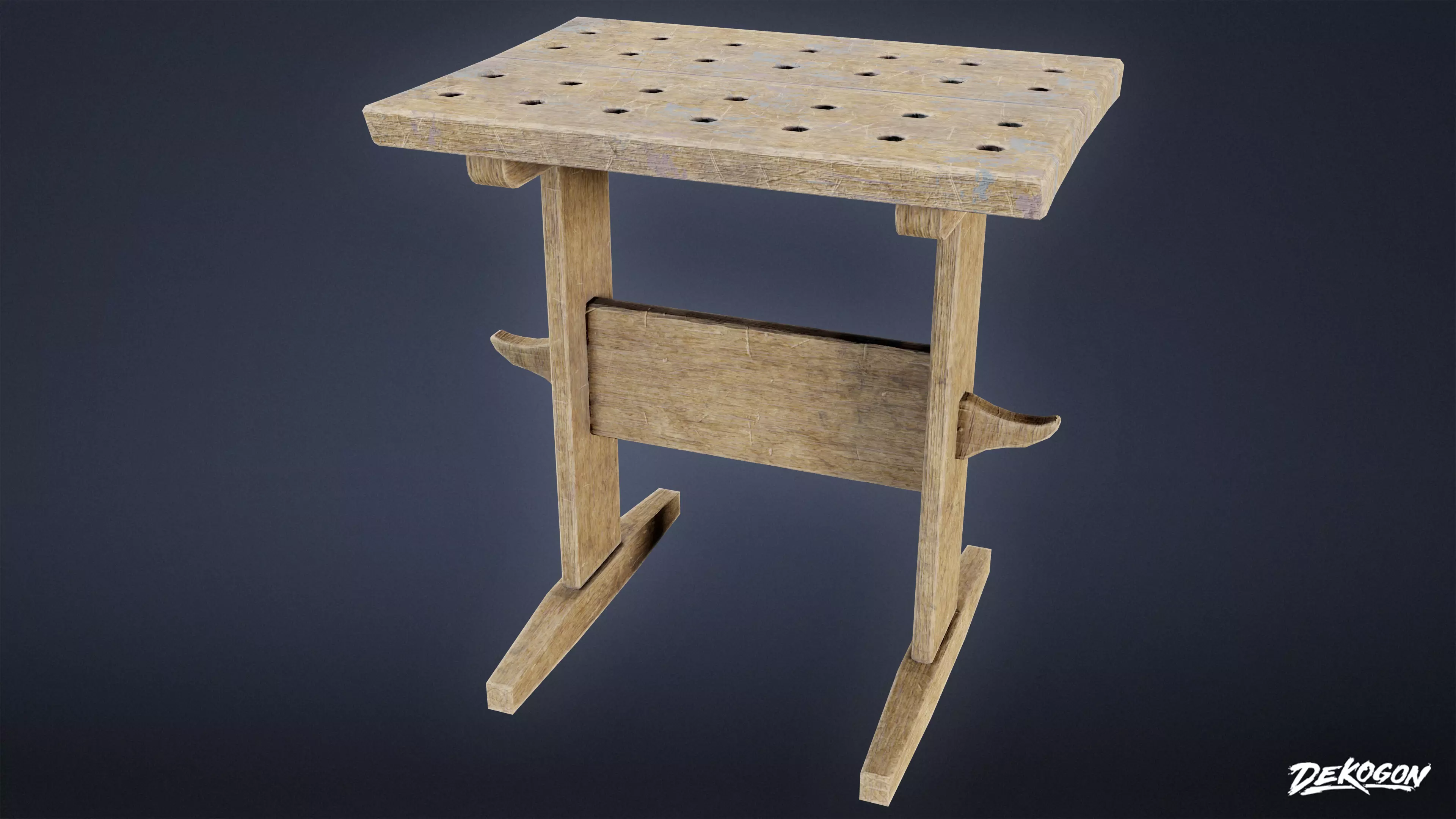 MEDIEVAL - Workmans High Table 01 - LOW POLY Low-poly 3D model
