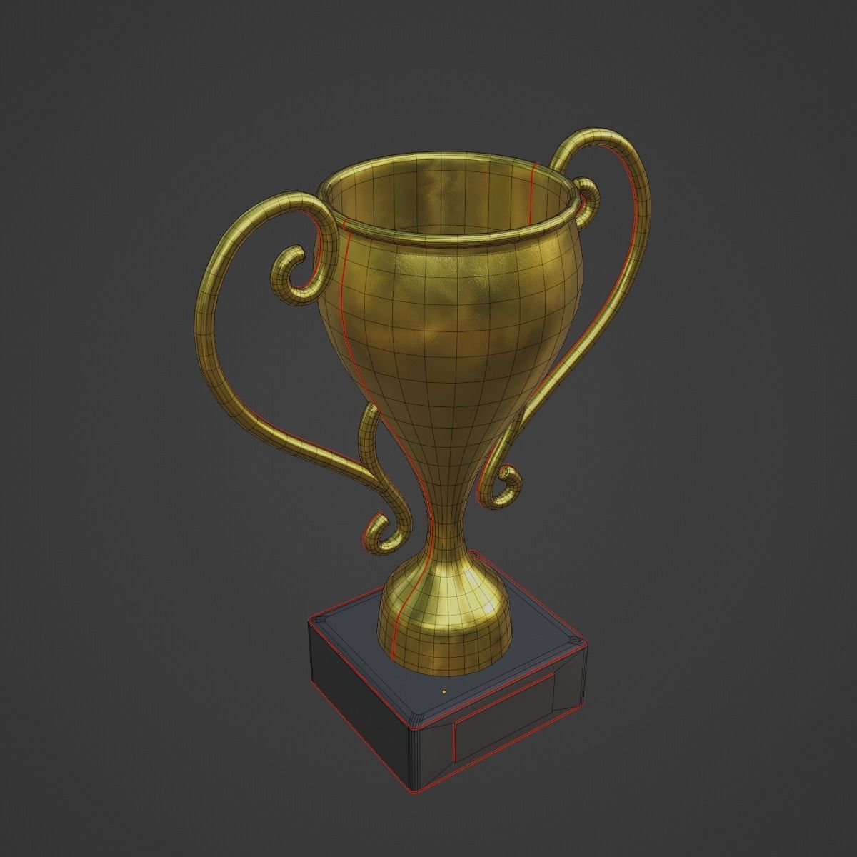 Gold Trophy Cup 03 Low-poly 3D model_10