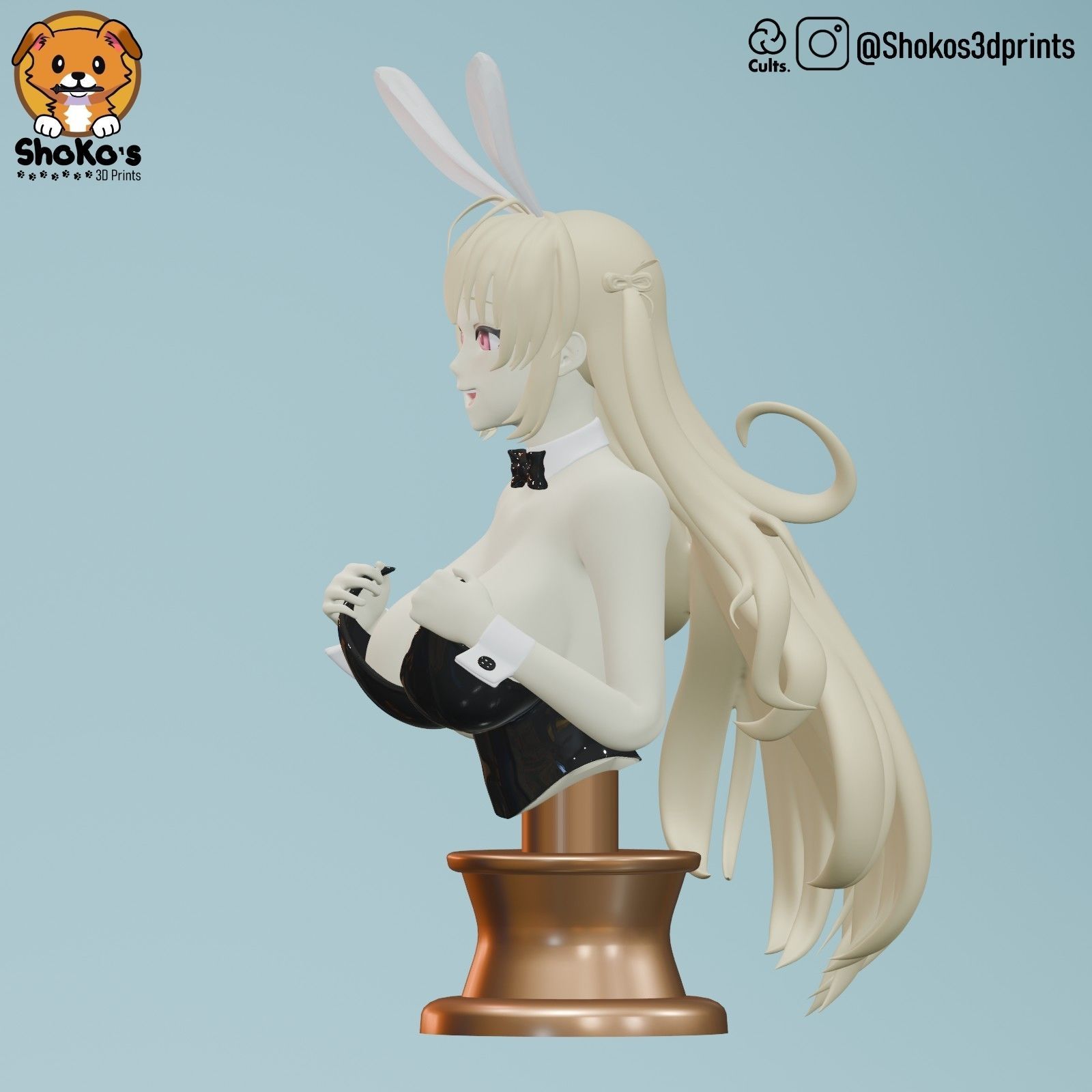 Soda Twinkling Bunny Bust Nikke 3D print model_3