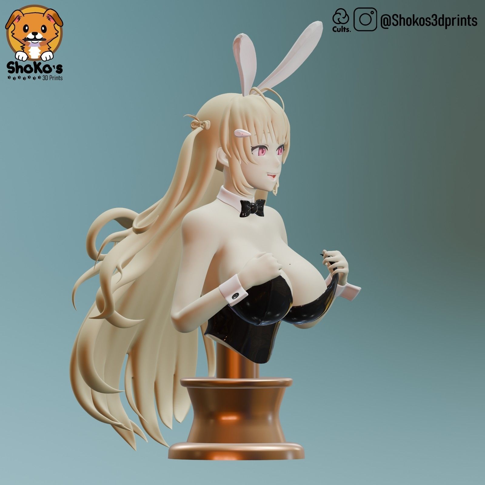 Soda Twinkling Bunny Bust Nikke 3D print model_1