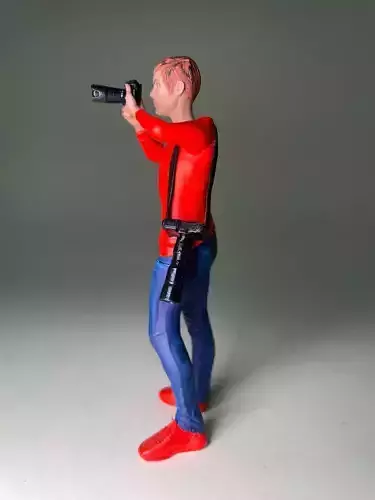 Shy photographer figurine with two photo cameras High Poly