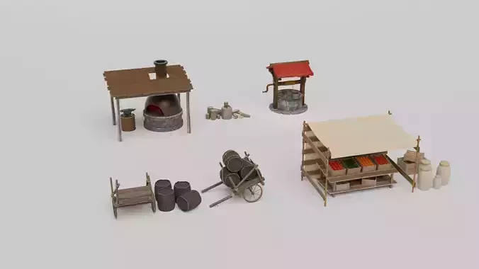 Medieval Themed 3D Model Set