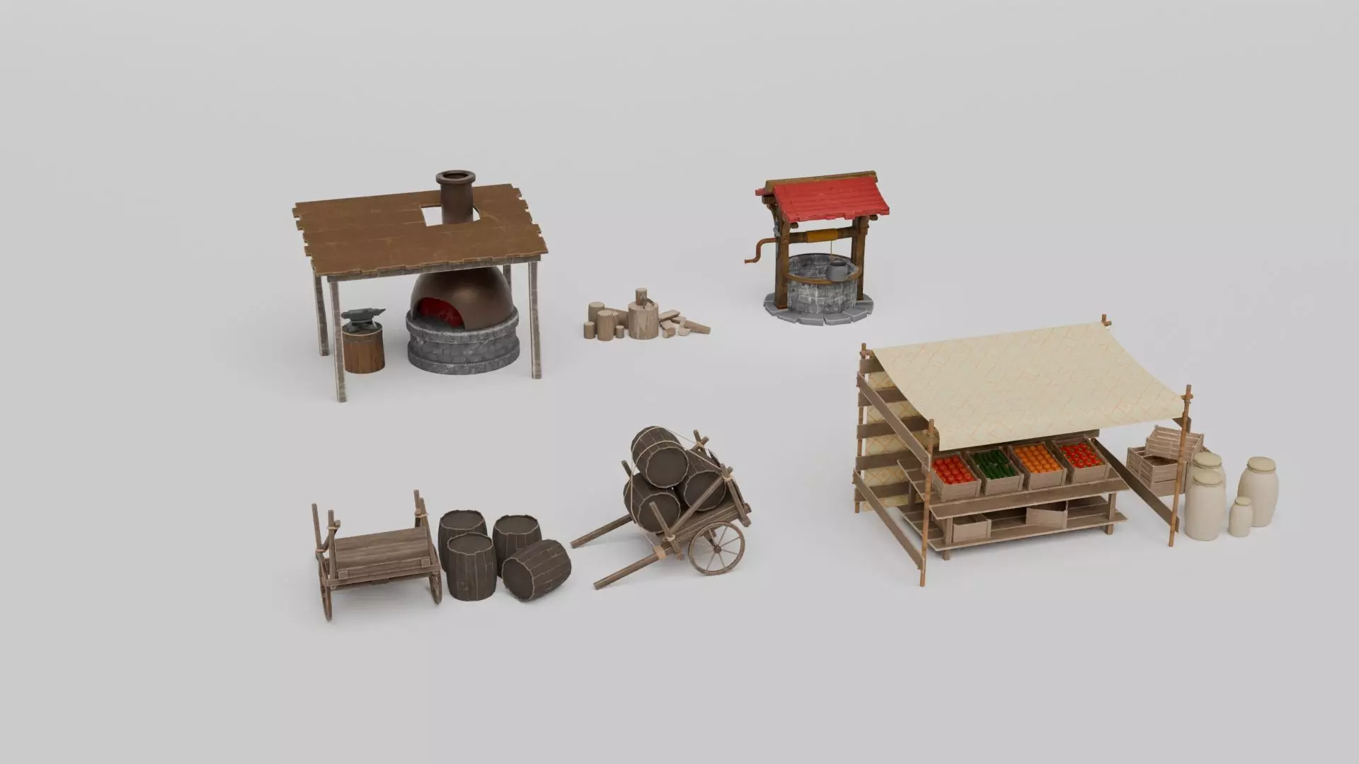 Medieval Themed 3D Model Set 3D model_0