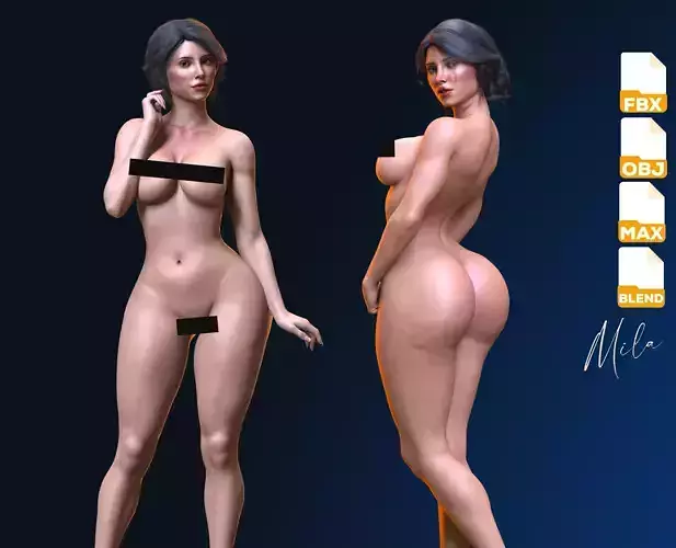 Realistic Sexy Girl Naked Rigged Model - Mila