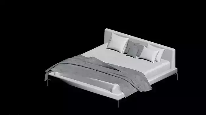 Luxury Wooden Bed 3D model