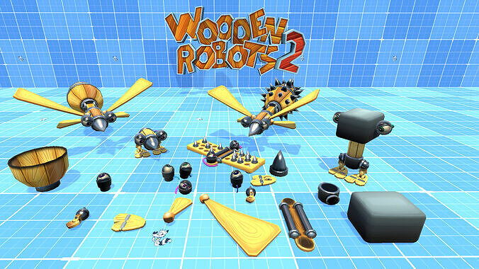Wooden Robots 2 Low-poly 3D model