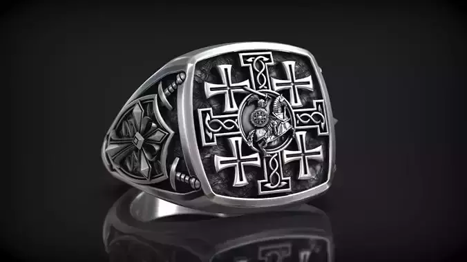 Jerusalem Cross Crusader Knight Medieval Signet 3D print model