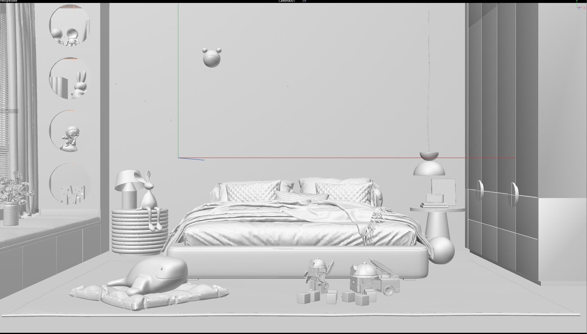 Child Bedroom Interior Scene for Cinema 4D and Redshift Render 3D model_2