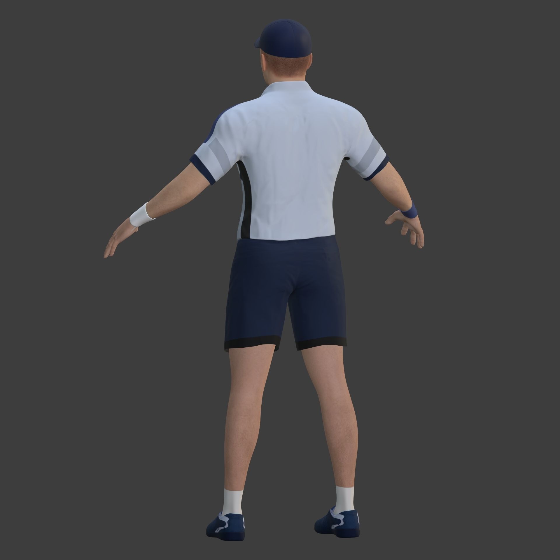 Tennis Player With IK and FK Rig Low-poly 3D model_19