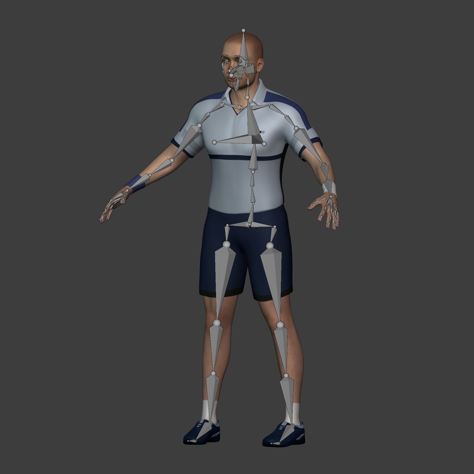 Tennis Player With IK and FK Rig Low-poly 3D model_2