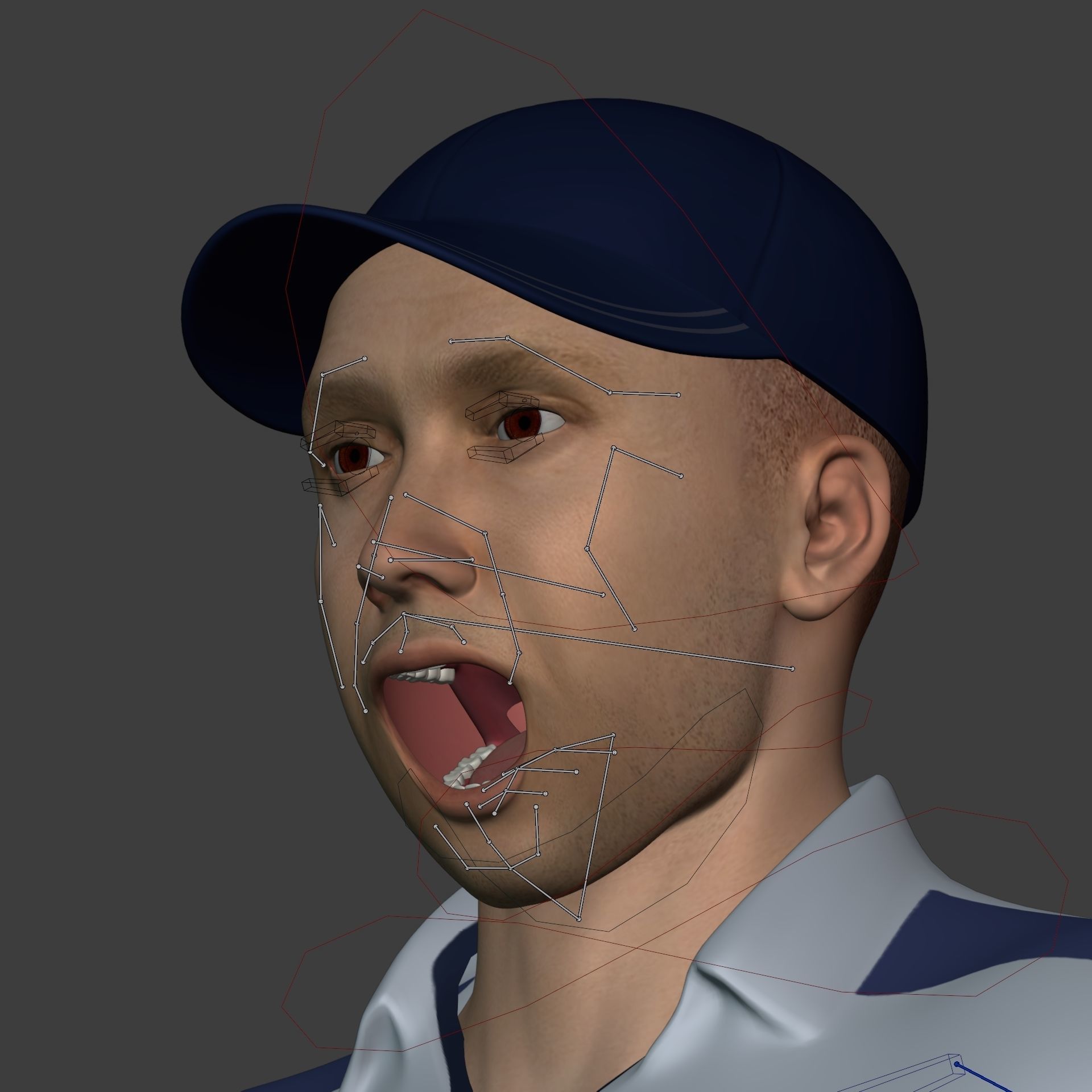 Tennis Player With IK and FK Rig Low-poly 3D model_11