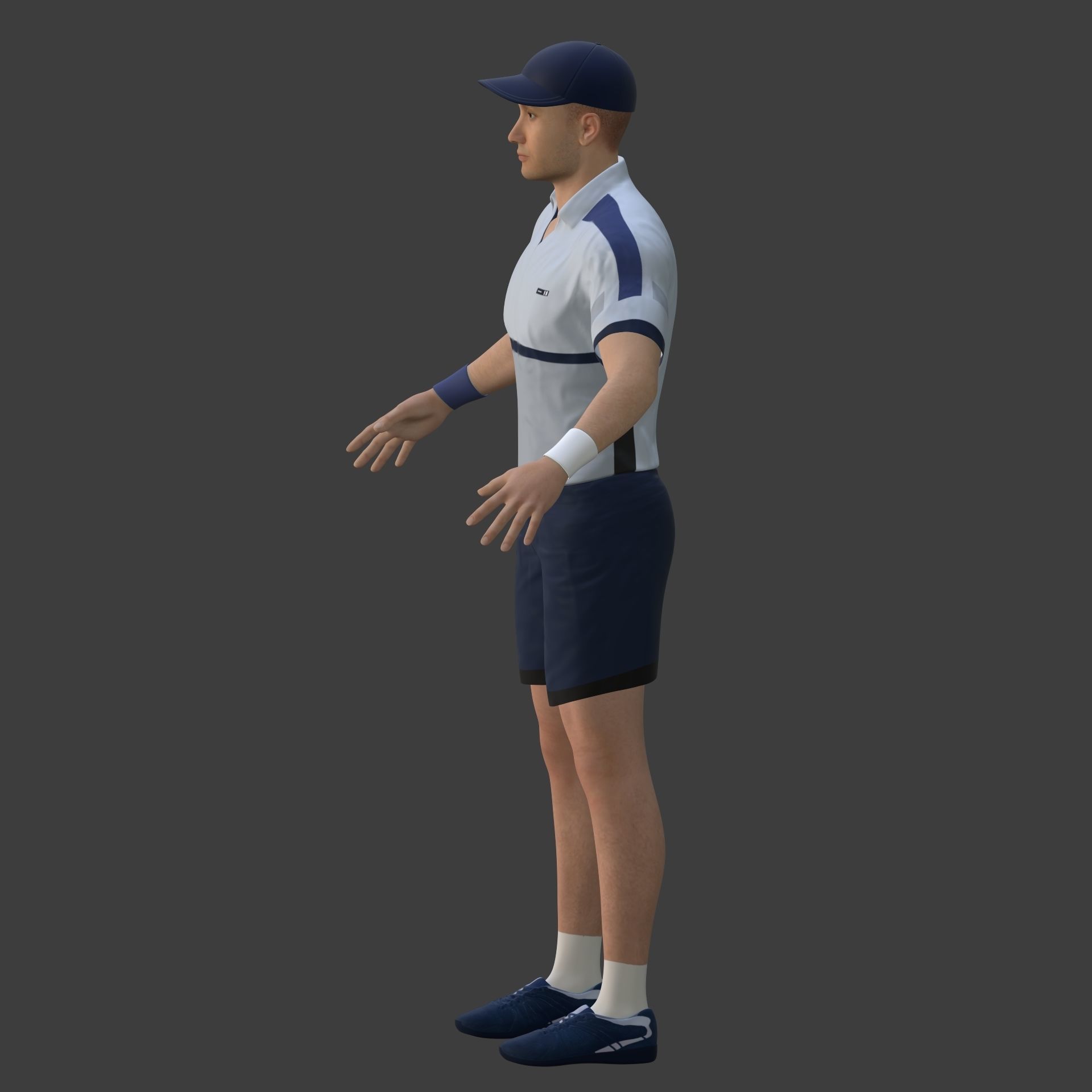 Tennis Player With IK and FK Rig Low-poly 3D model_15