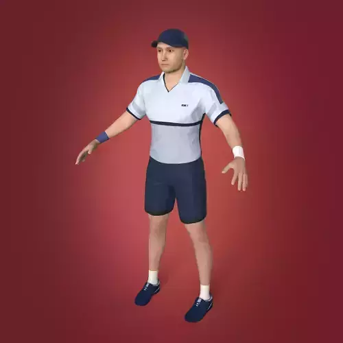 Tennis Player With IK and FK Rig Low-poly 3D model