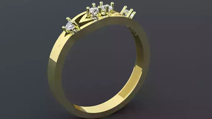 Beautiful Lightweight Ring With Diamonds 3D print model