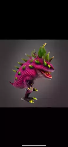 Scary dragon fruit monster