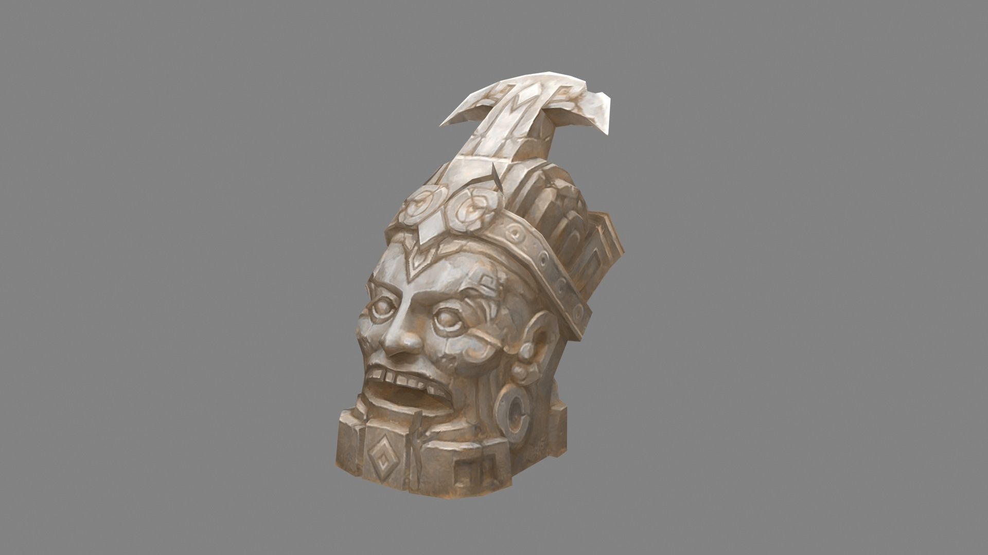 Terracotta head sculpture Low-poly 3D model_1