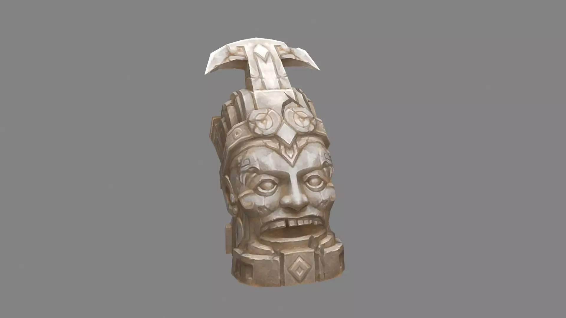 Terracotta head sculpture Low-poly 3D model_0