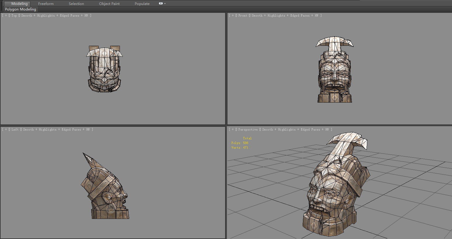Terracotta head sculpture Low-poly 3D model_4