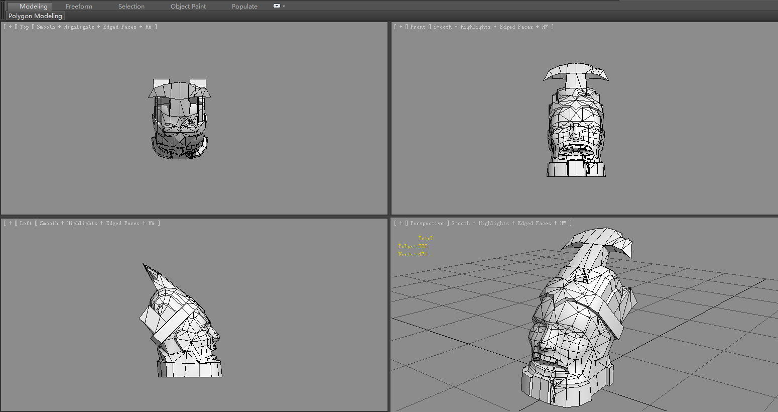 Terracotta head sculpture Low-poly 3D model_5