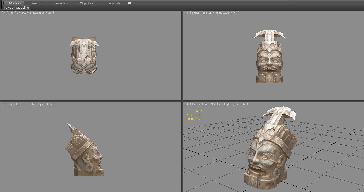 Terracotta head sculpture Low-poly 3D model_3