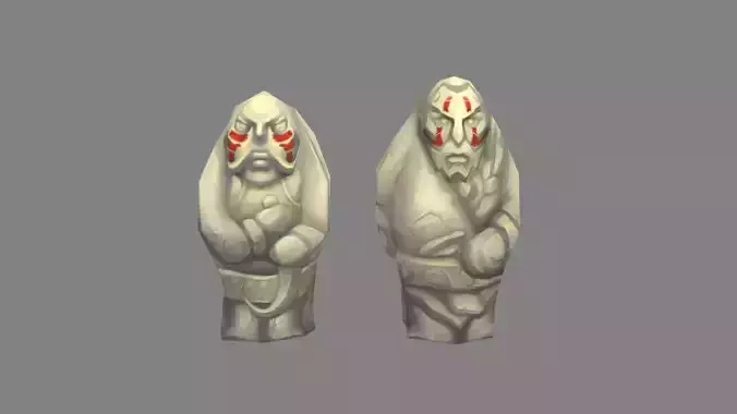 Cartoon tribal man stone sculpture