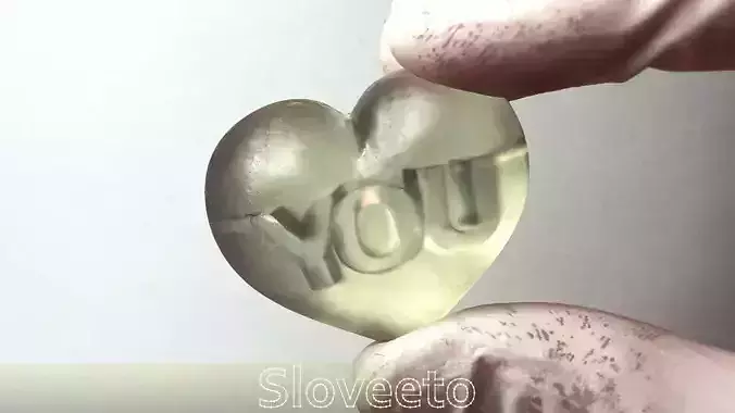 Love You Transparent Heart Figurine with Inner Inscription