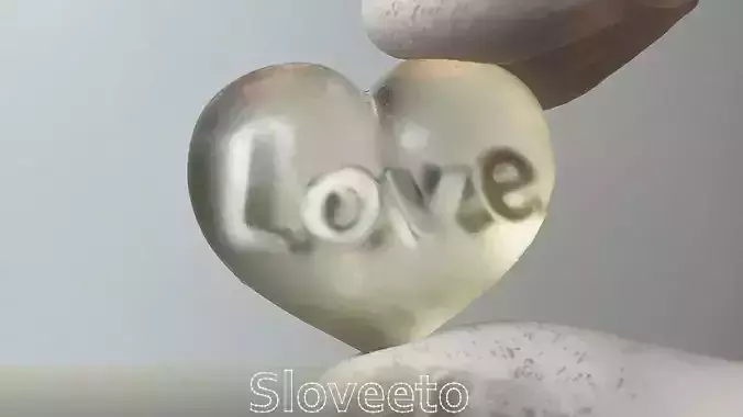 Transparent Heart Figurine with Inner Love Inscription