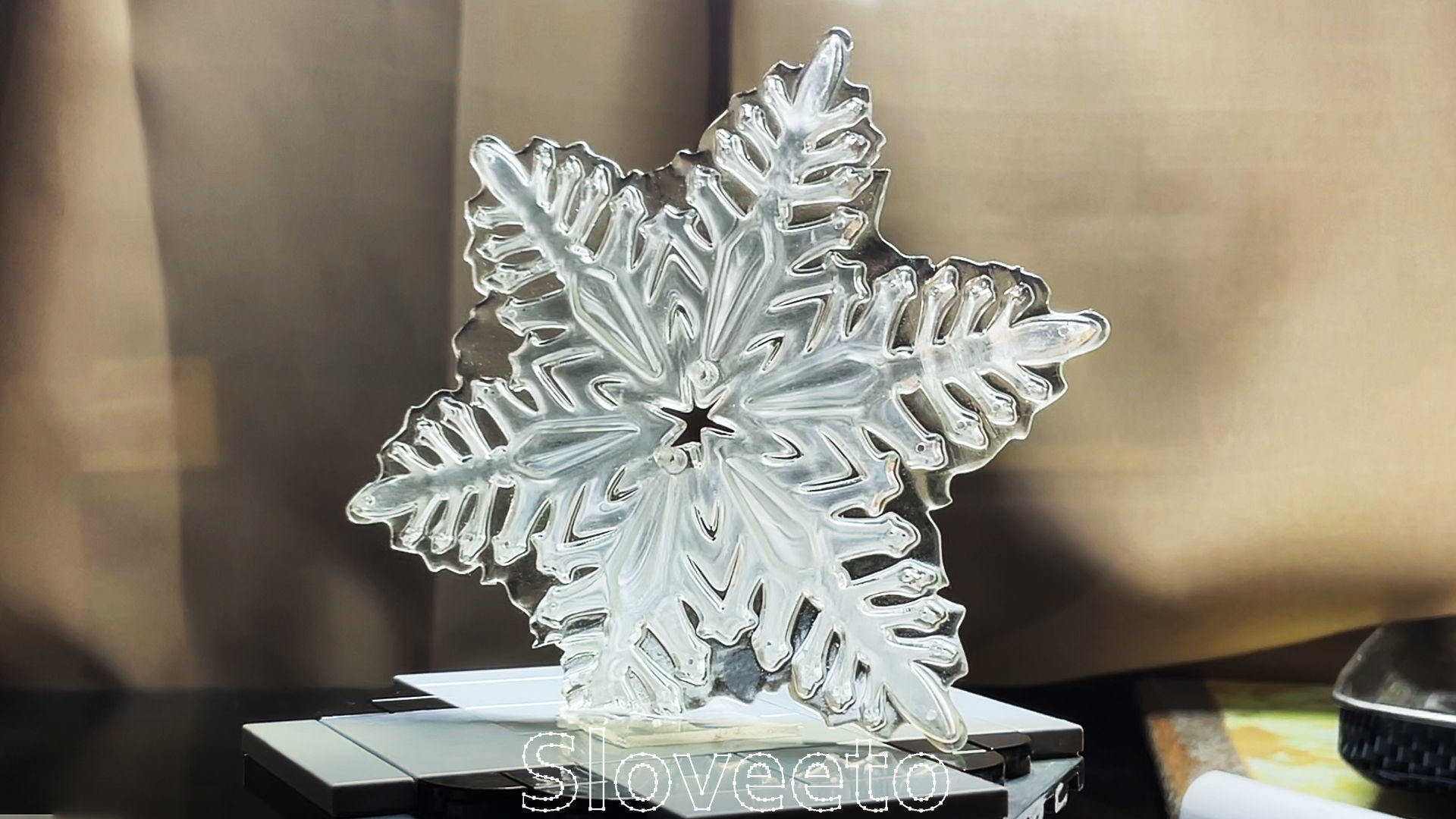 Transparent Snowflake with Intricate Hollow Design 3D print model_1