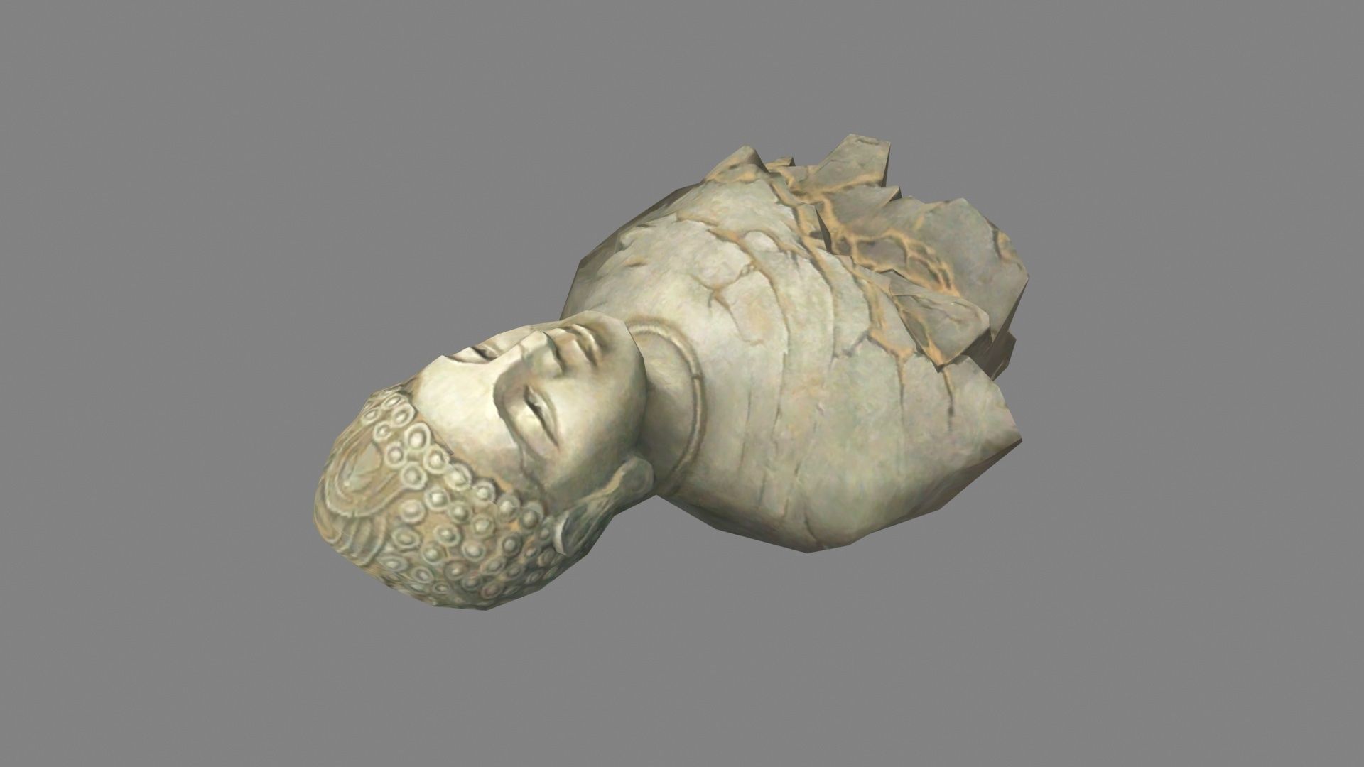 A fallen Buddha statue Low-poly 3D model_3
