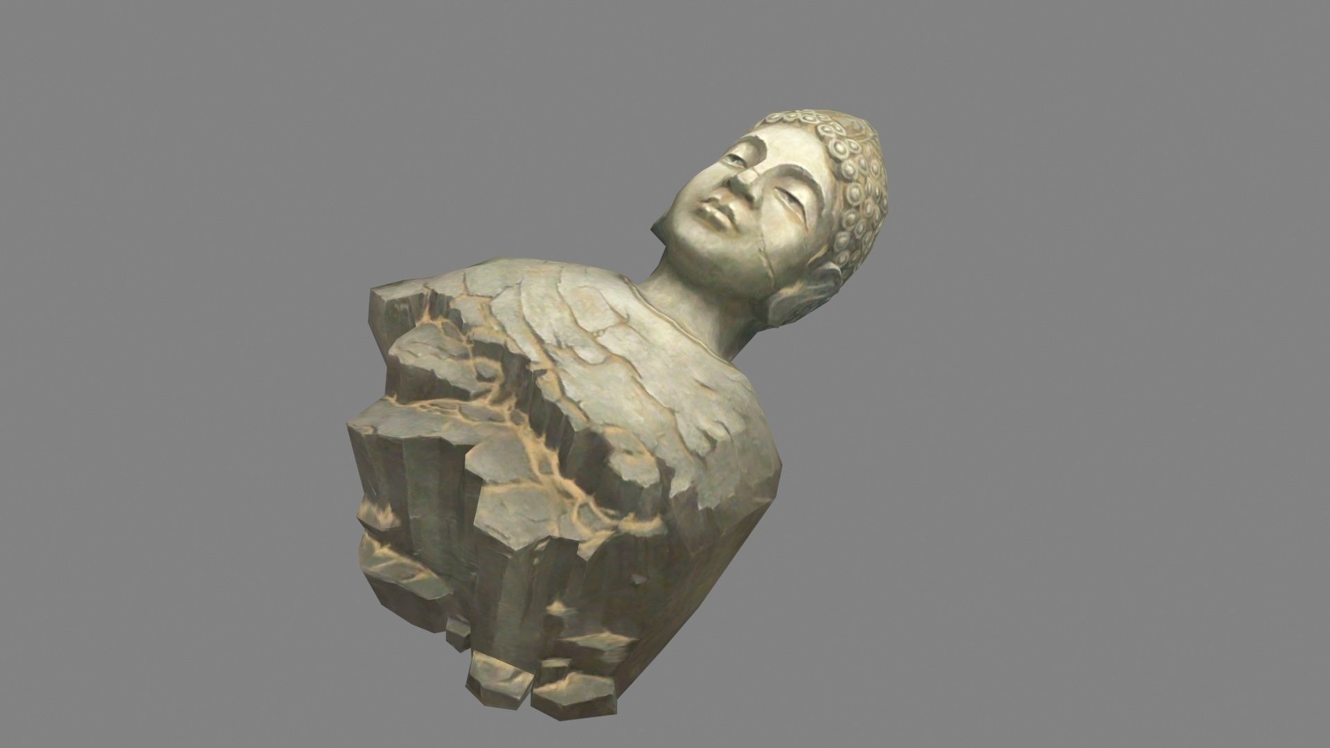 A fallen Buddha statue Low-poly 3D model_1