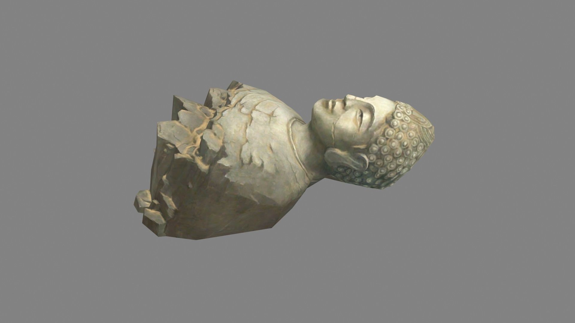 A fallen Buddha statue Low-poly 3D model_2