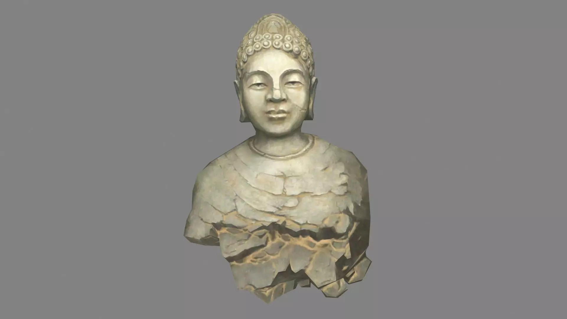 A fallen Buddha statue Low-poly 3D model_0