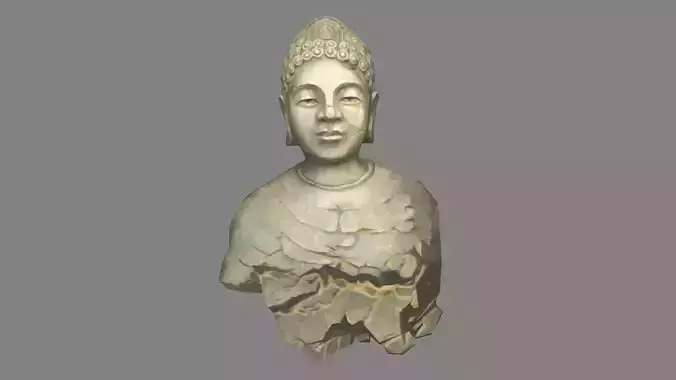 A fallen Buddha statue