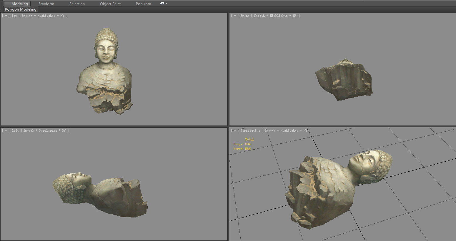 A fallen Buddha statue Low-poly 3D model_4