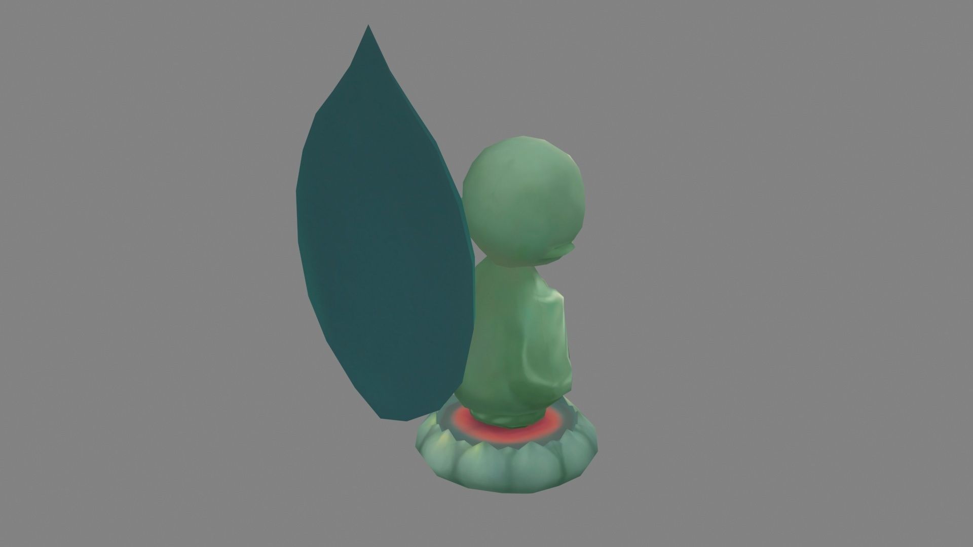 Cartoon young Buddhist monk Statue Low-poly 3D model_3