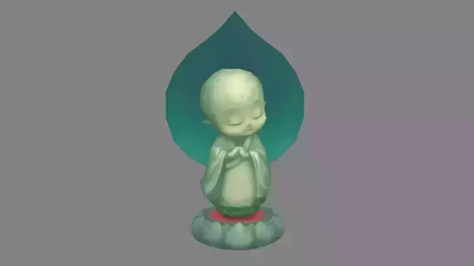 Cartoon young Buddhist monk Statue