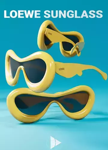 Female Loewe Sunglass 3D Model Low-poly 3D model