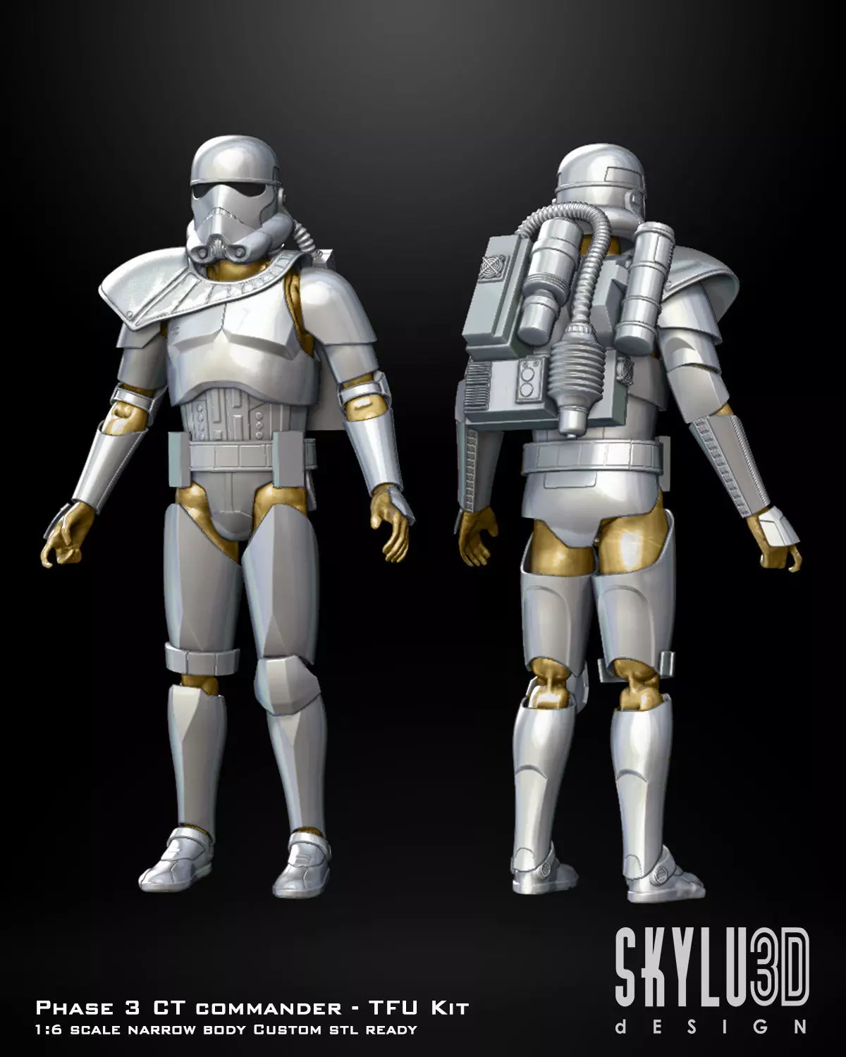 Phase 3 Clone Trooper - TFU One6 Scale Custom Kit 3D files 3D print model_0