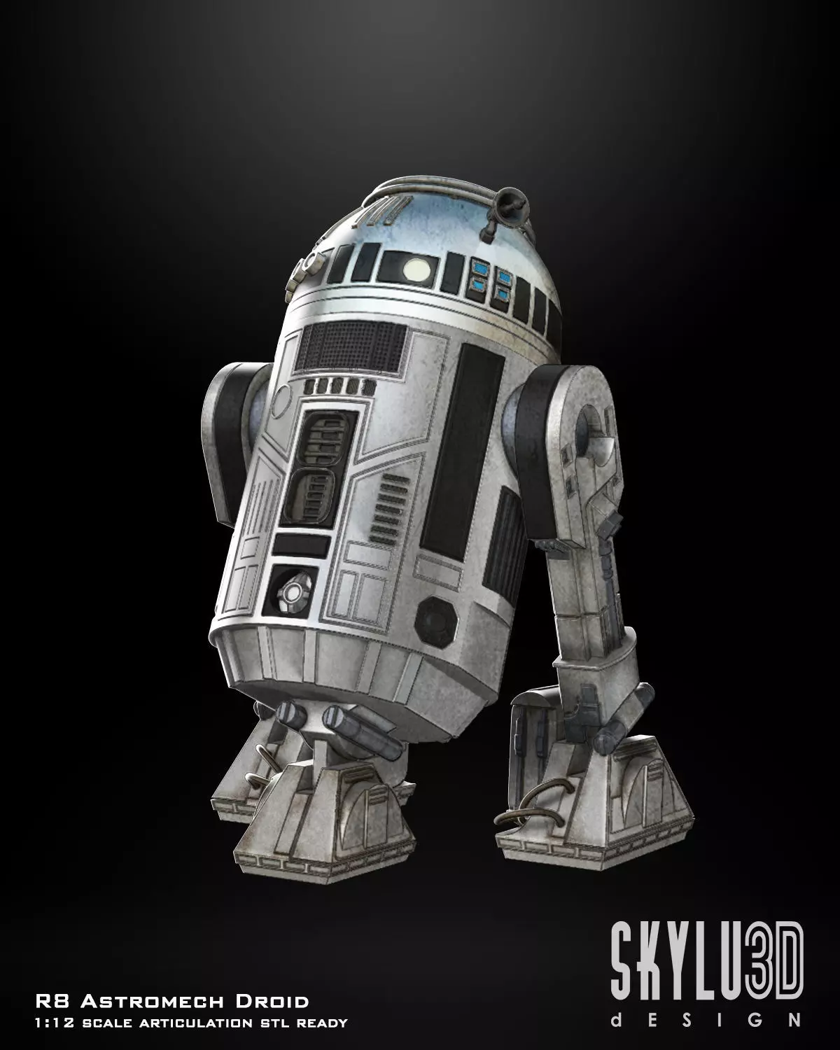 R8 Astromech Droid One12 Scale Articulation STL files 3D print model_0