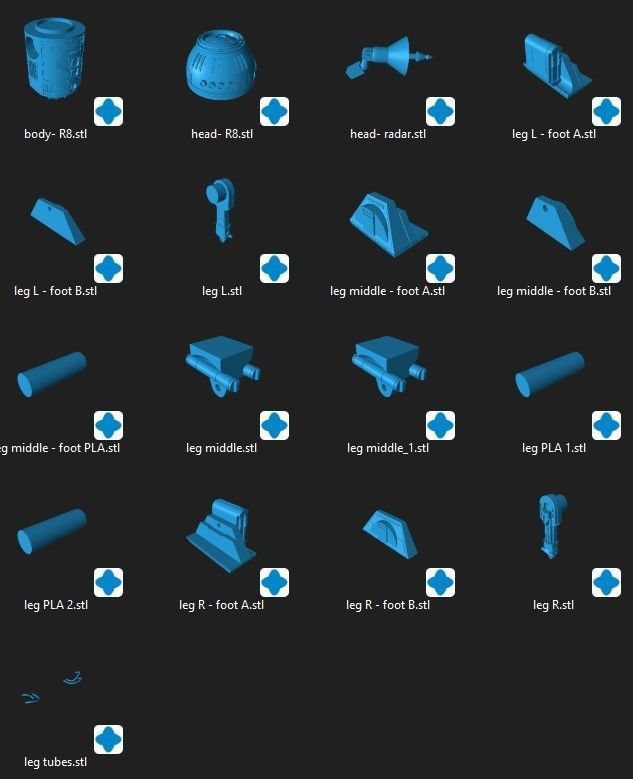 R8 Astromech Droid One12 Scale Articulation STL files 3D print model_1