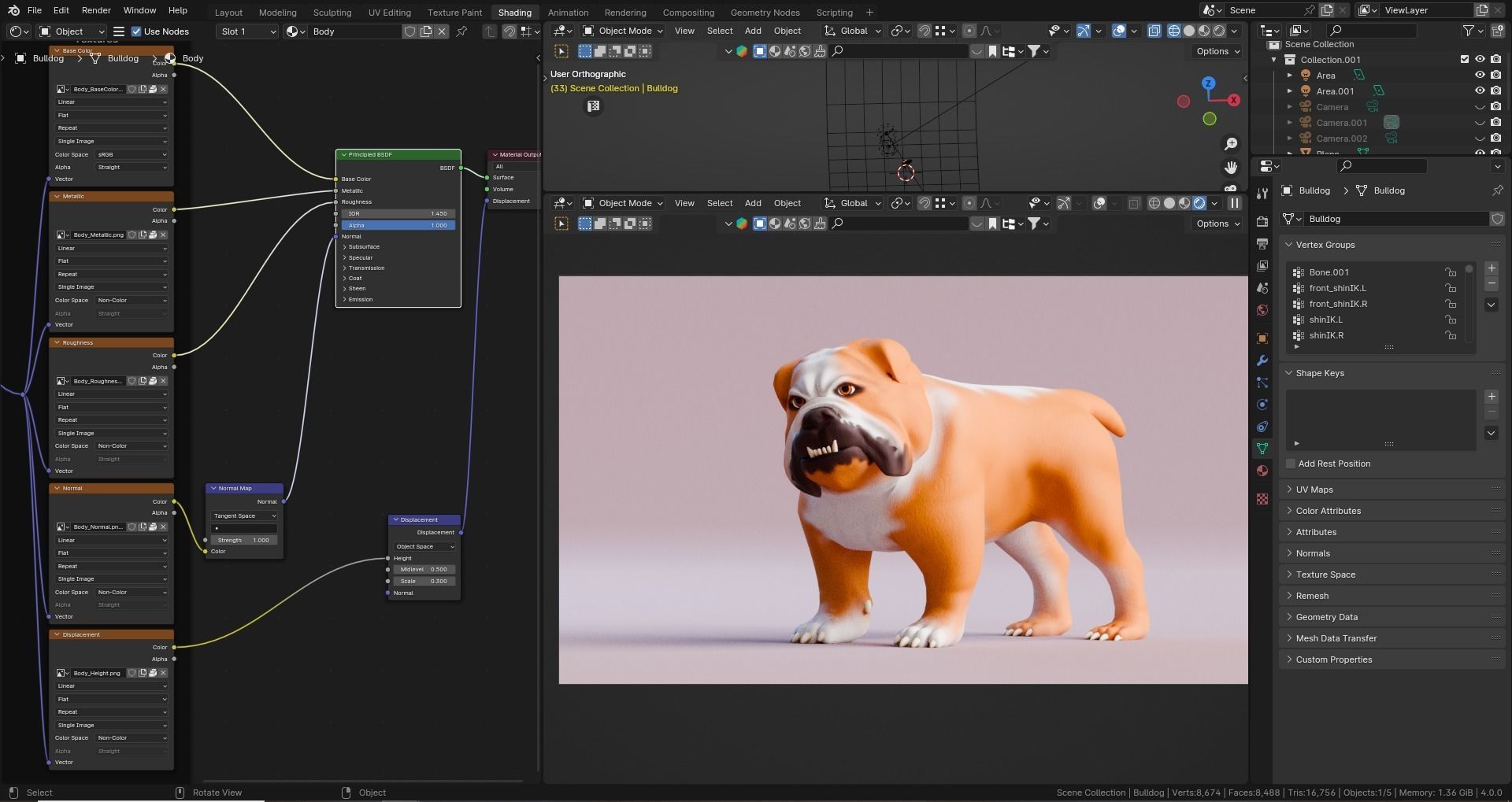 Low poly - Stylized dog - Bulldog Low-poly 3D model_9