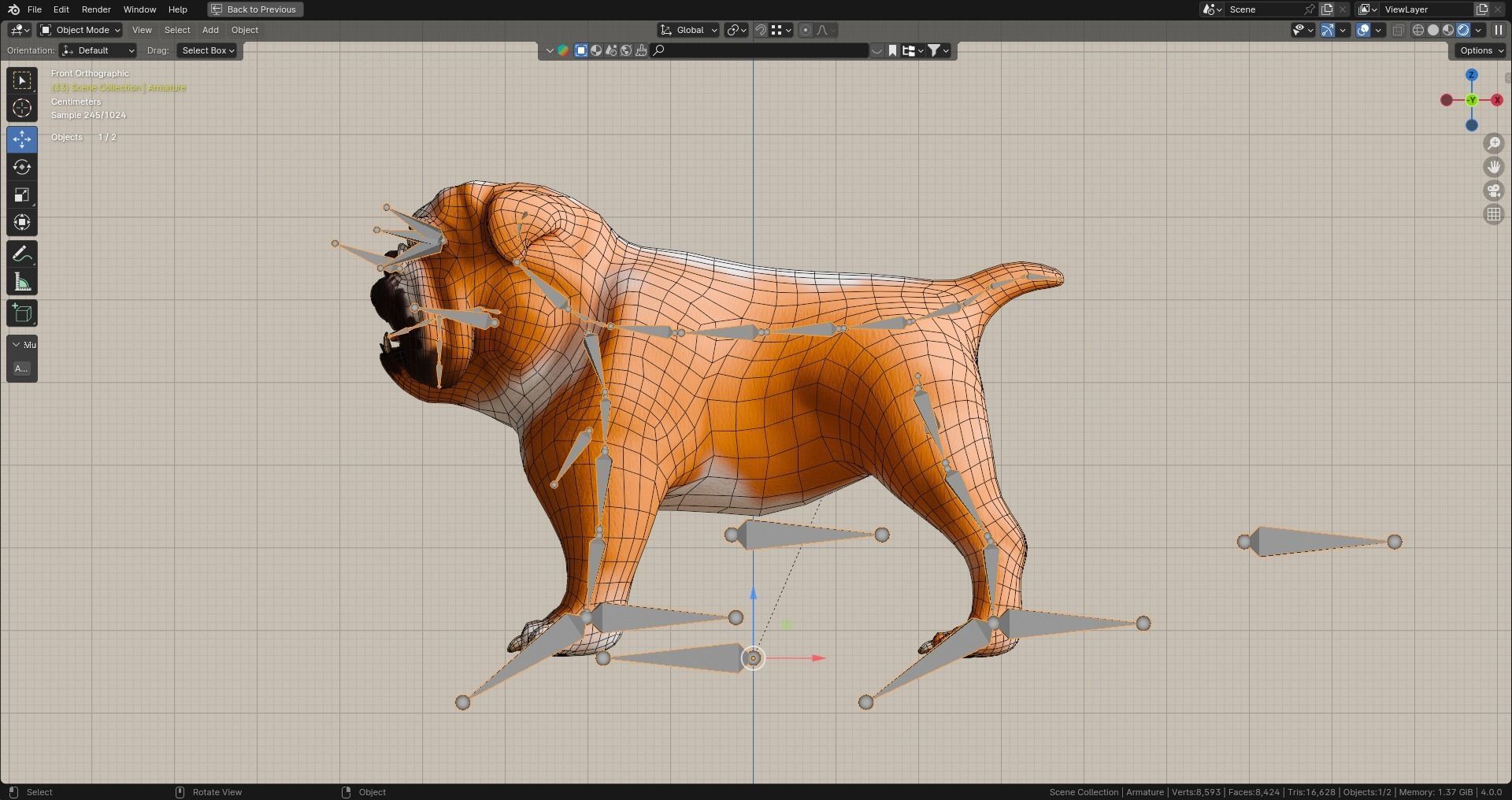 Low poly - Stylized dog - Bulldog Low-poly 3D model_12