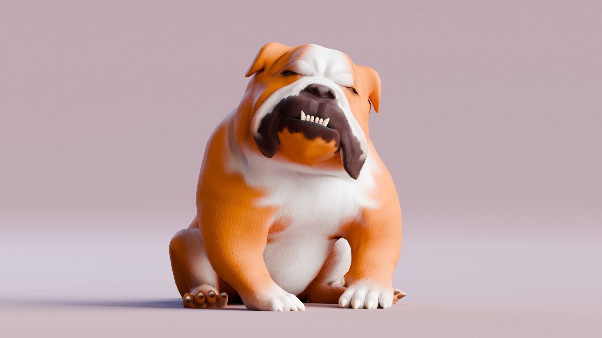 Low poly - Stylized dog - Bulldog Low-poly 3D model_1