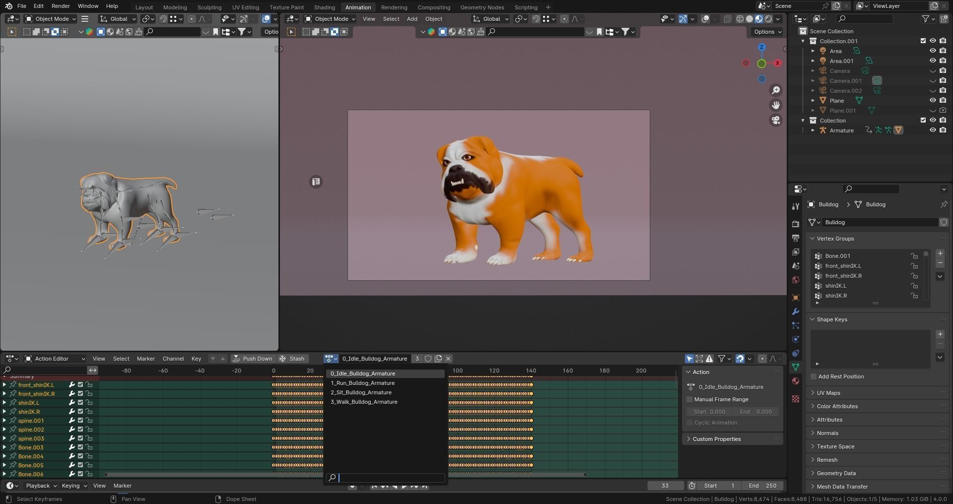 Low poly - Stylized dog - Bulldog Low-poly 3D model_11