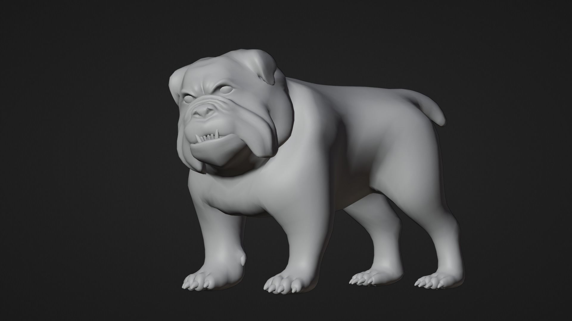 Low poly - Stylized dog - Bulldog Low-poly 3D model_7
