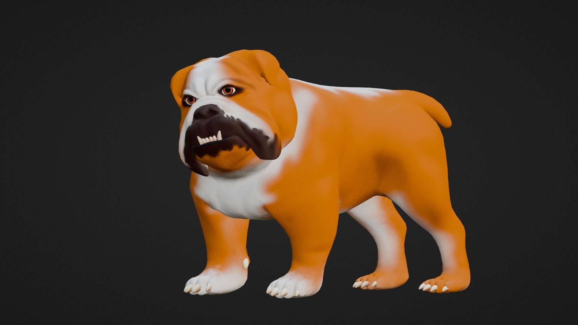 Low poly - Stylized dog - Bulldog Low-poly 3D model_5